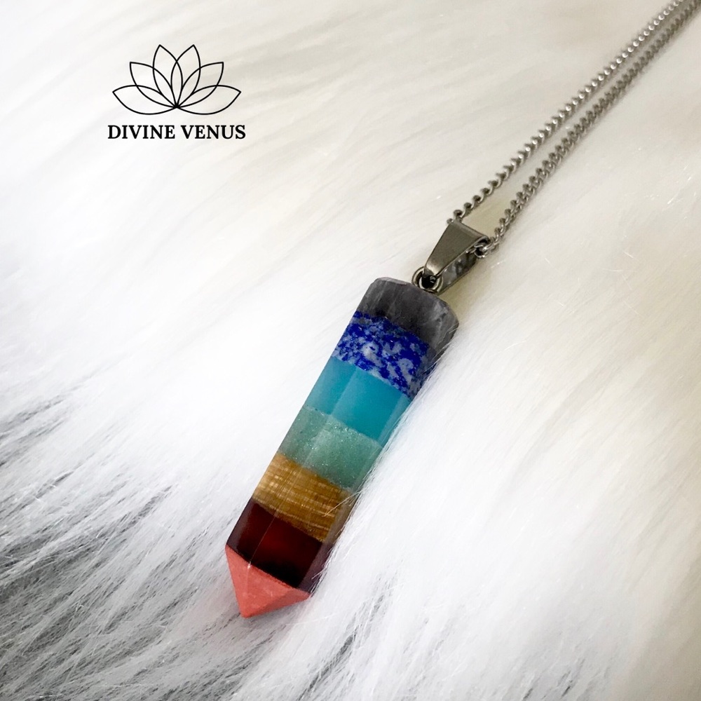 7 Chakra Pendulum Necklace - Picture 4 of 12